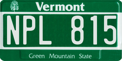 VT license plate NPL815