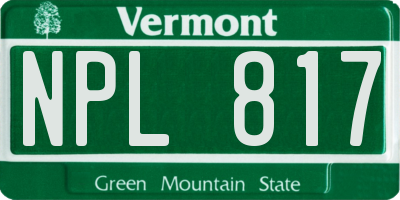 VT license plate NPL817