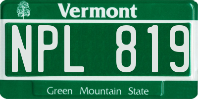 VT license plate NPL819