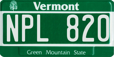 VT license plate NPL820