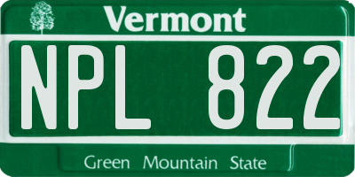 VT license plate NPL822