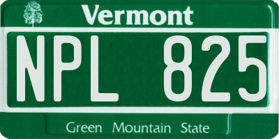 VT license plate NPL825