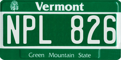 VT license plate NPL826