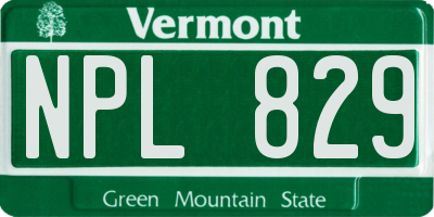 VT license plate NPL829