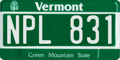 VT license plate NPL831