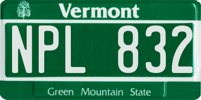 VT license plate NPL832