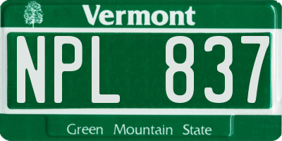 VT license plate NPL837