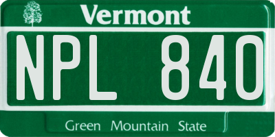 VT license plate NPL840