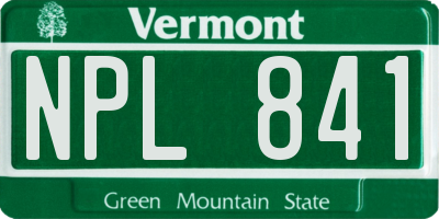 VT license plate NPL841