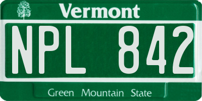 VT license plate NPL842