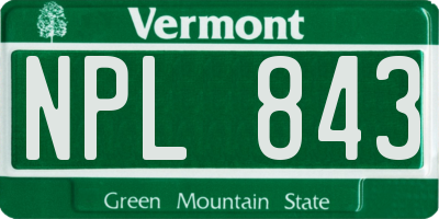 VT license plate NPL843