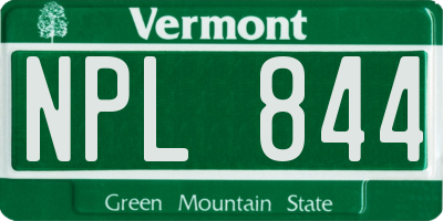 VT license plate NPL844
