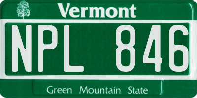 VT license plate NPL846