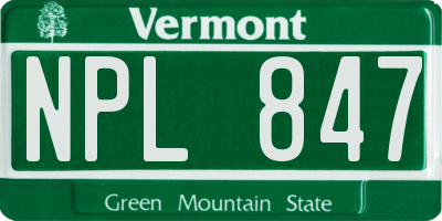 VT license plate NPL847