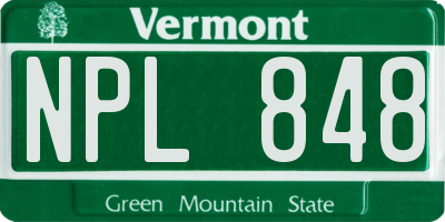 VT license plate NPL848