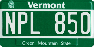 VT license plate NPL850