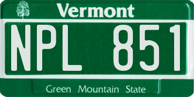 VT license plate NPL851