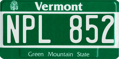 VT license plate NPL852