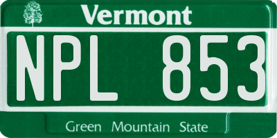 VT license plate NPL853