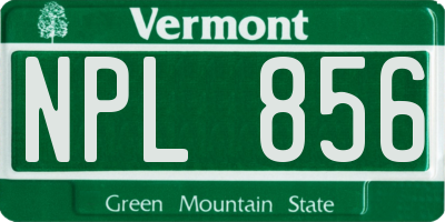 VT license plate NPL856