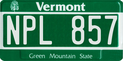 VT license plate NPL857