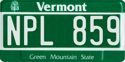 VT license plate NPL859