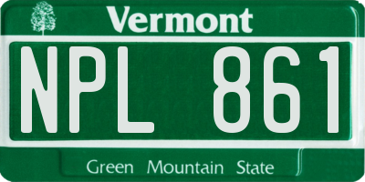 VT license plate NPL861