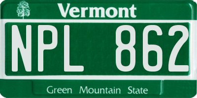 VT license plate NPL862