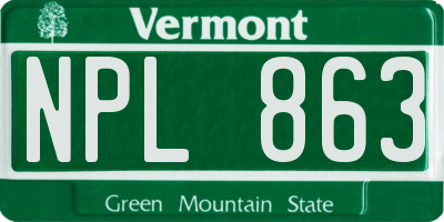VT license plate NPL863