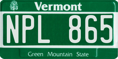 VT license plate NPL865