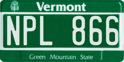 VT license plate NPL866