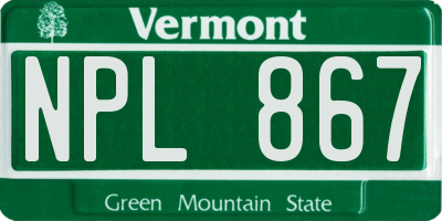 VT license plate NPL867