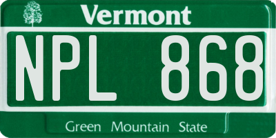 VT license plate NPL868