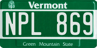VT license plate NPL869