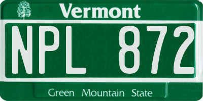 VT license plate NPL872