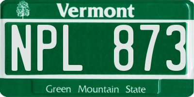 VT license plate NPL873