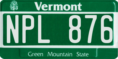 VT license plate NPL876