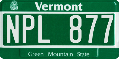 VT license plate NPL877