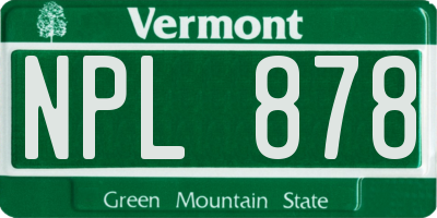 VT license plate NPL878