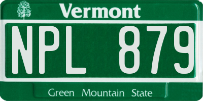 VT license plate NPL879