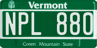 VT license plate NPL880