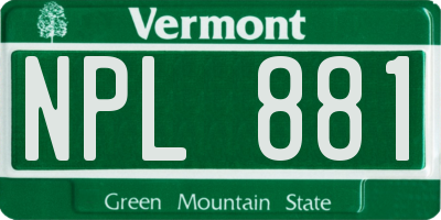 VT license plate NPL881