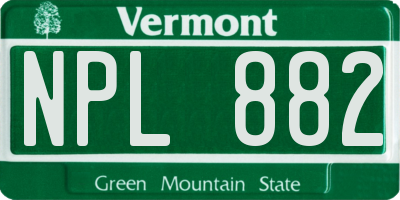 VT license plate NPL882