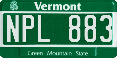VT license plate NPL883