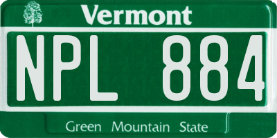 VT license plate NPL884