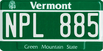 VT license plate NPL885