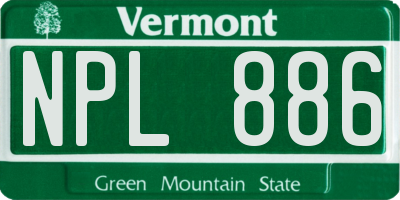 VT license plate NPL886