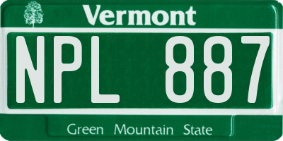 VT license plate NPL887