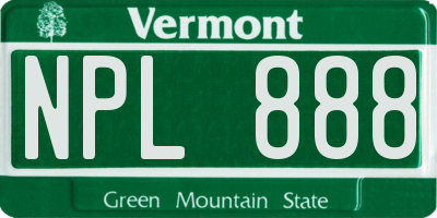 VT license plate NPL888