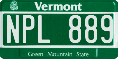 VT license plate NPL889